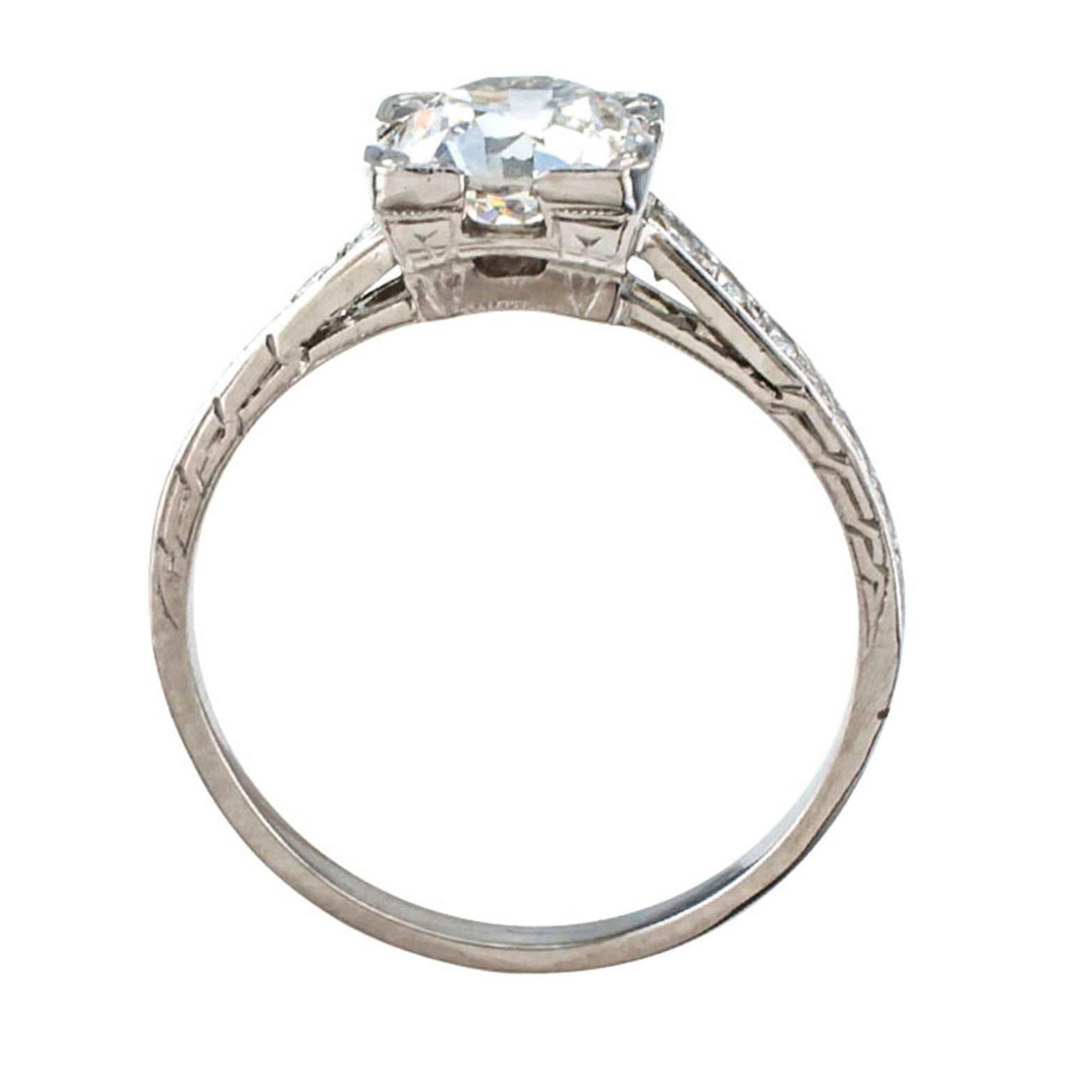 1920s Art Deco 1.39 Carat Diamond Platinum Engagement Ring 1