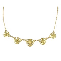 French Gold Pansy Drapery Necklace