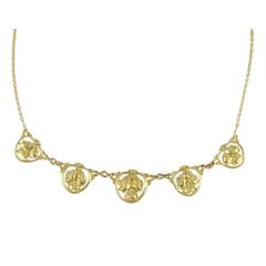 French Gold Pansy Drapery Necklace 11