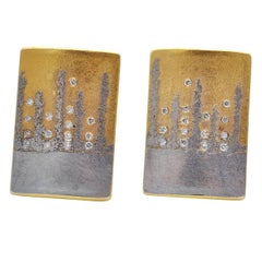 Michael Zobel Diamond Gold Platinum Earrings
