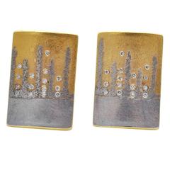 Michael Zobel Diamond Gold Platinum Earrings 7