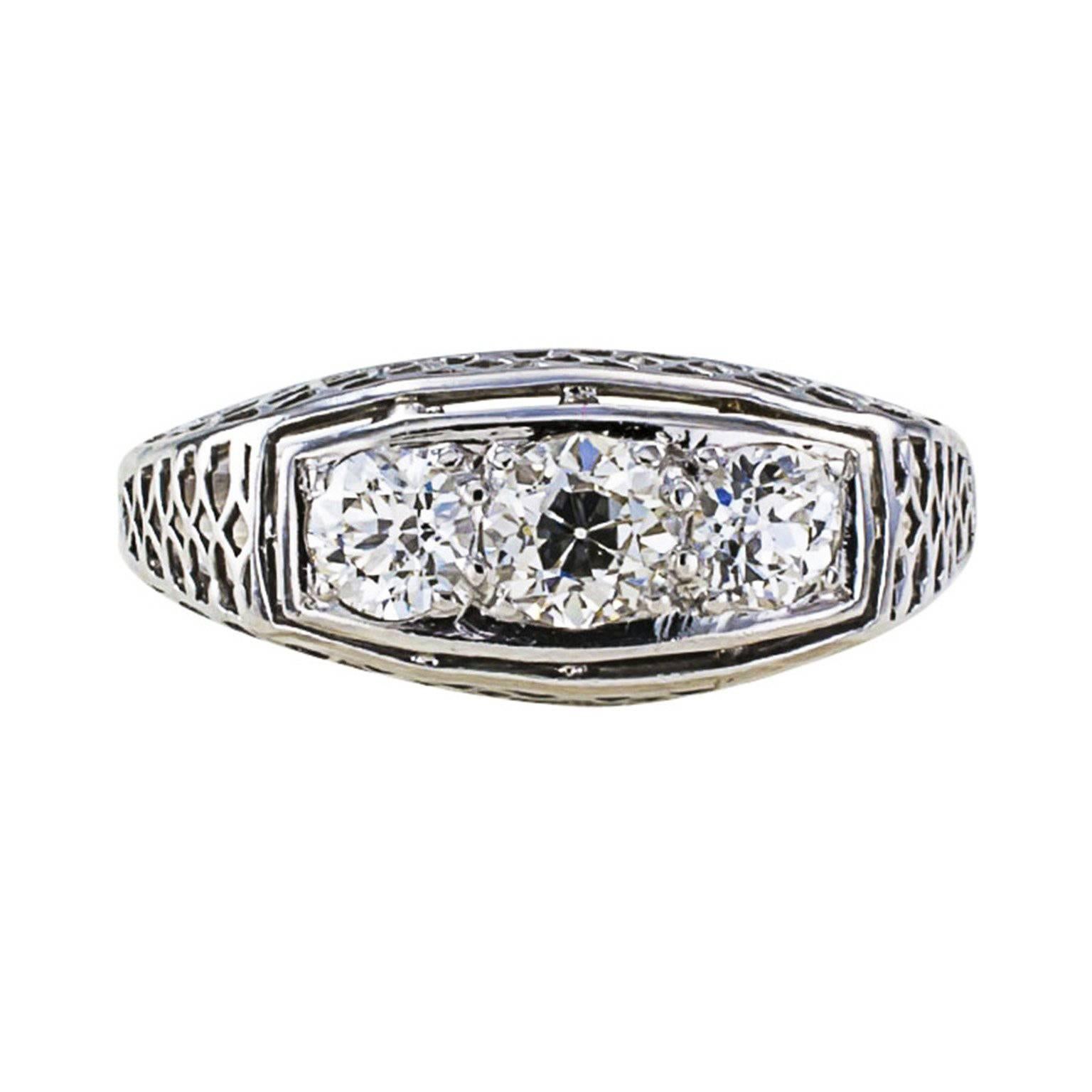 1920s 3 stone diamond ring