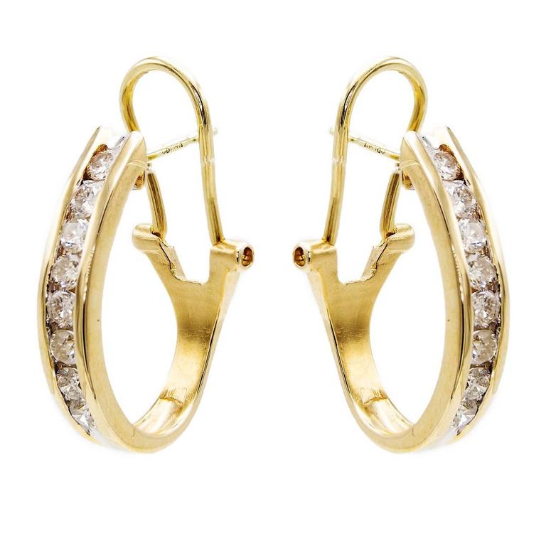 Clic Diamond Gold Oval Hoop Earrings For At 1stdibs Clic Diamond Gold Oval Hoop Earrings For