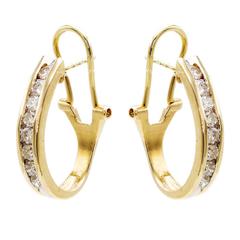 Classic Diamond Gold Oval Hoop Earrings 6