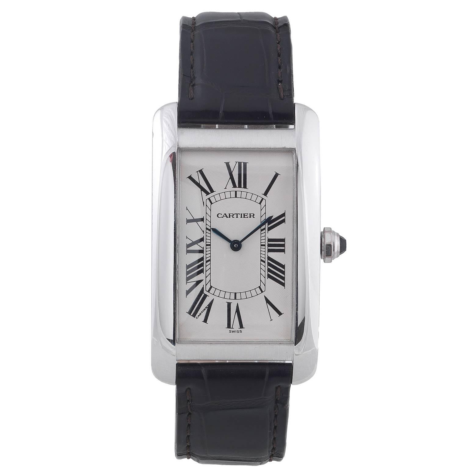 Cartier Platinum Tank American Manual Wind Wristwatch