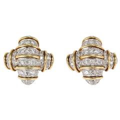 ANGELA CUMMINGS Diamond Platinum Gold Earrings