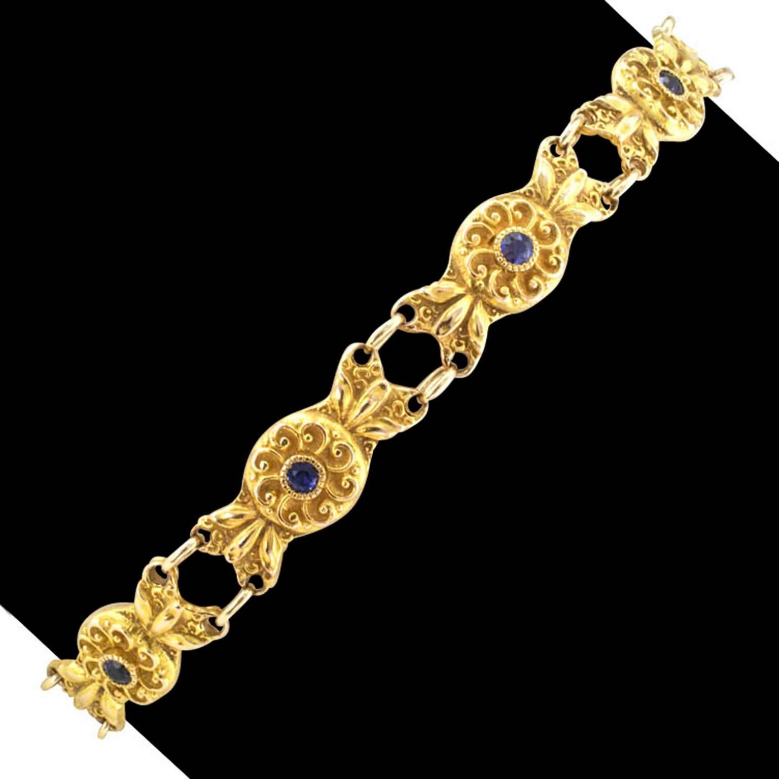 Art Nouveau Sapphire Gold Bracelet 2