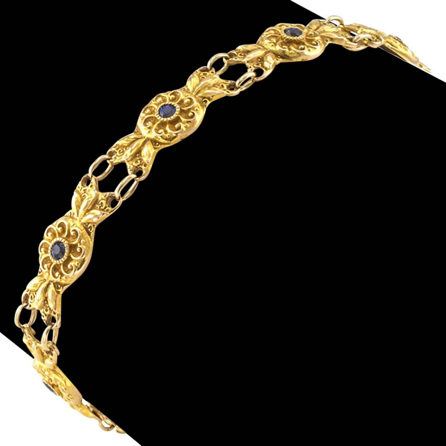 Art Nouveau Sapphire Gold Bracelet 1