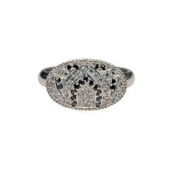 Luca Jouel Black and White Diamond Platinum Ring 9
