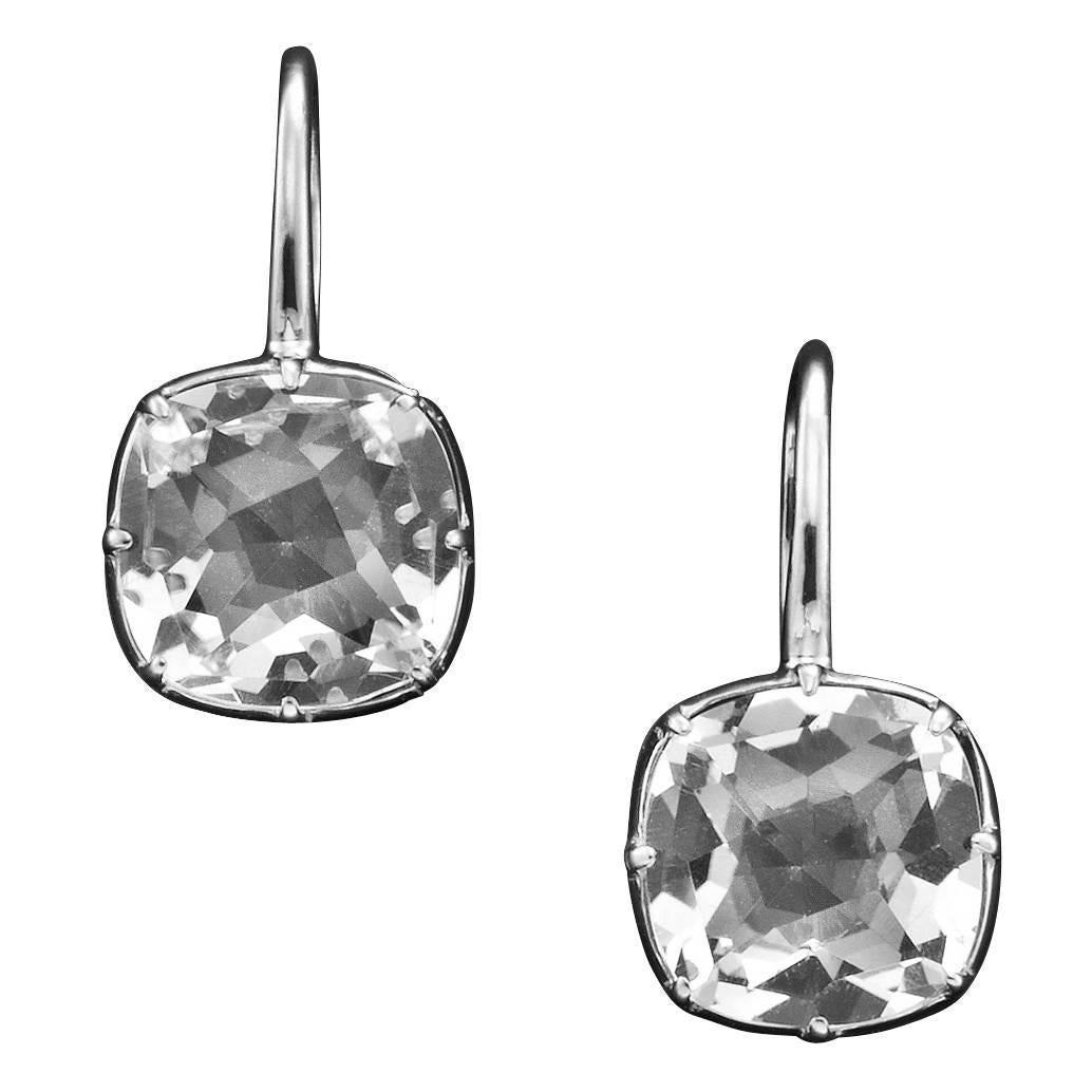 Kozminsky Classic Single Hand Cut Rock Crystal Drop Earrings For Sale