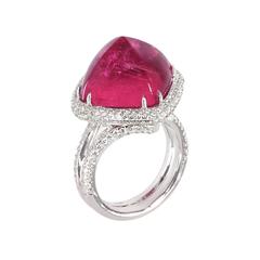 Anello Rubellite Pan di Zucchero e Diamante