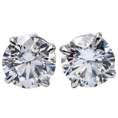 4.14 Carat Diamonds White Gold Stud Earrings 8