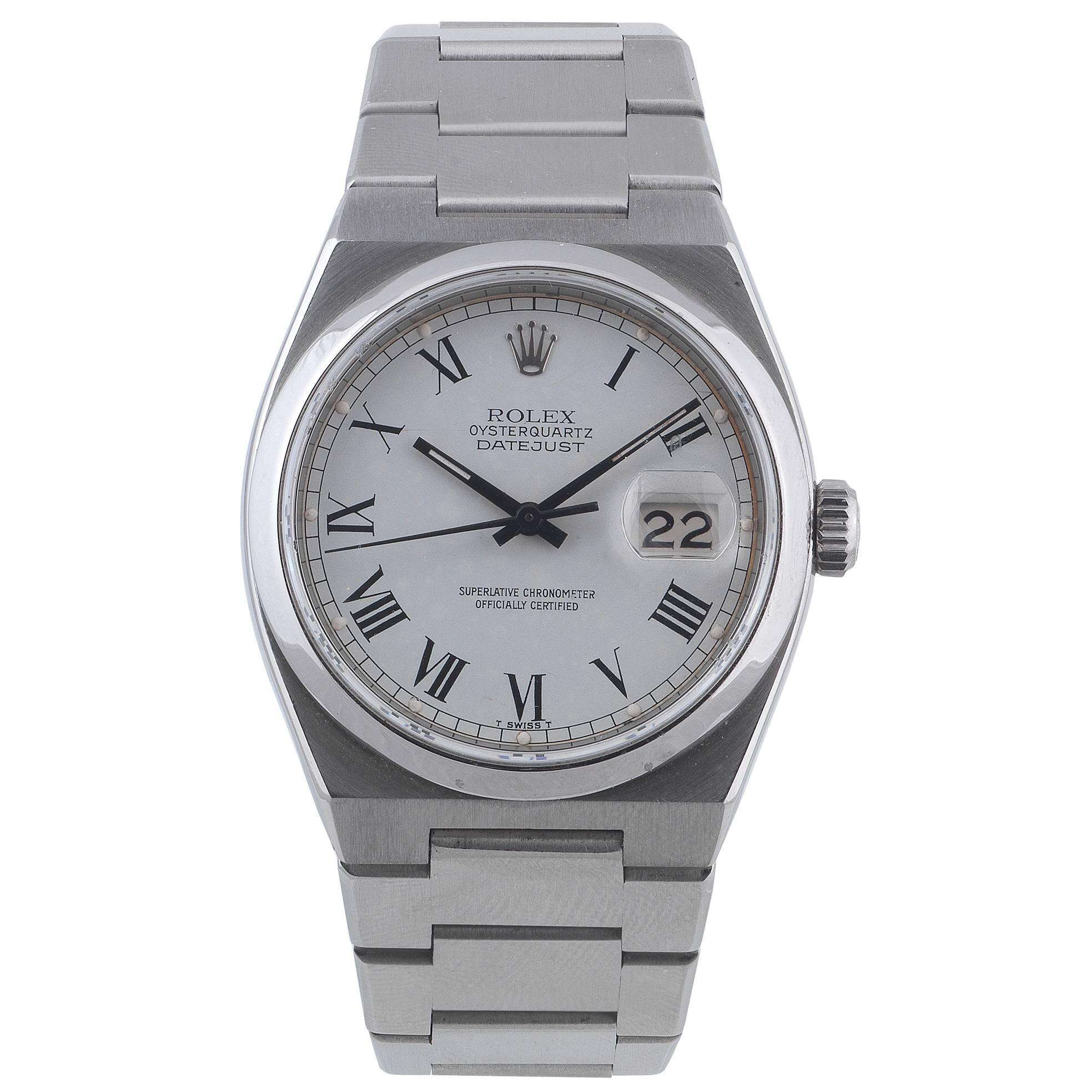 Rolex Stainless Steel Oysterquartz Datejust Wristwatch Ref 17000B