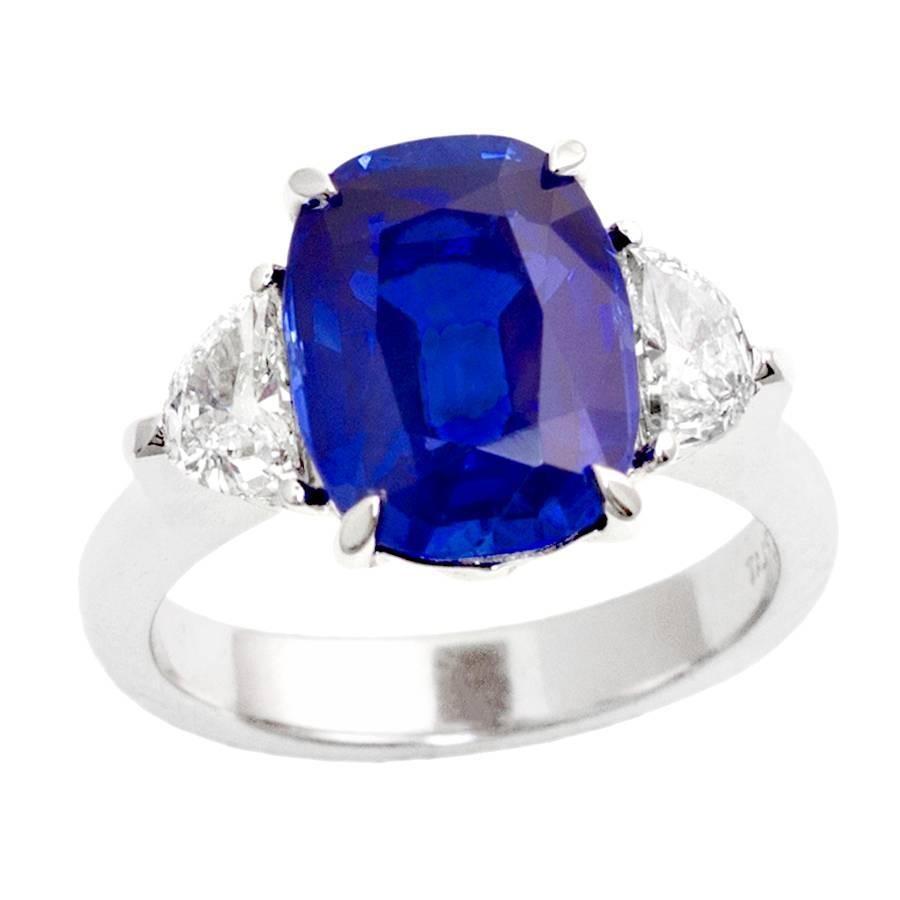 5.54-Carat No-Heat Kashmir Sapphire Diamond Engagement Ring