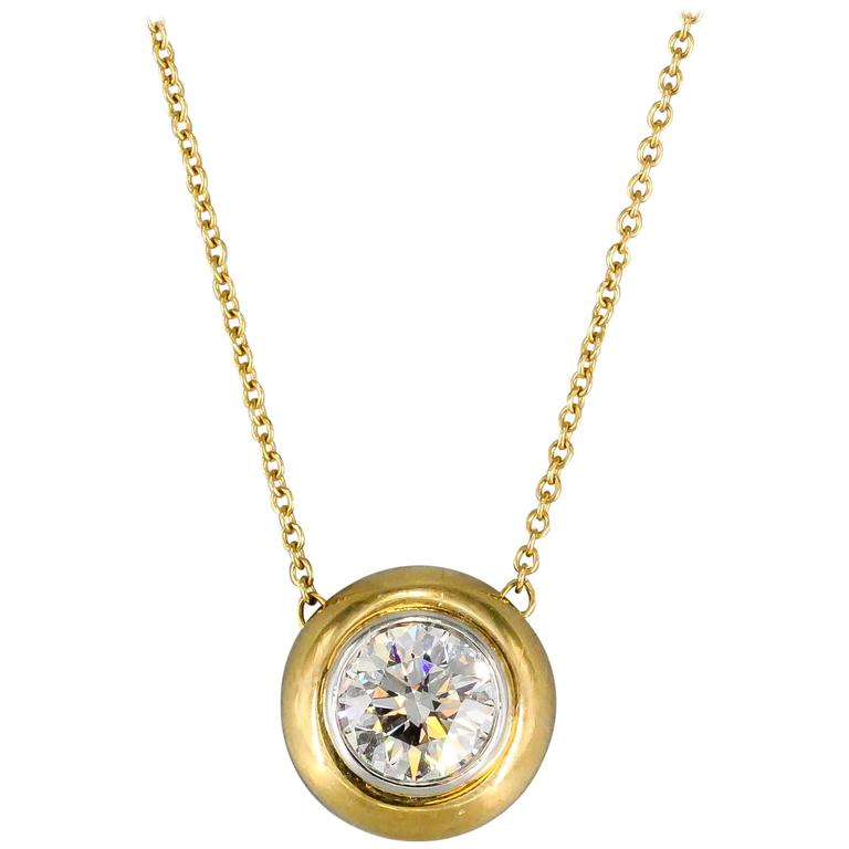Tiffany and Co. Diamond Gold Platinum Pendant Chain Necklace For Sale