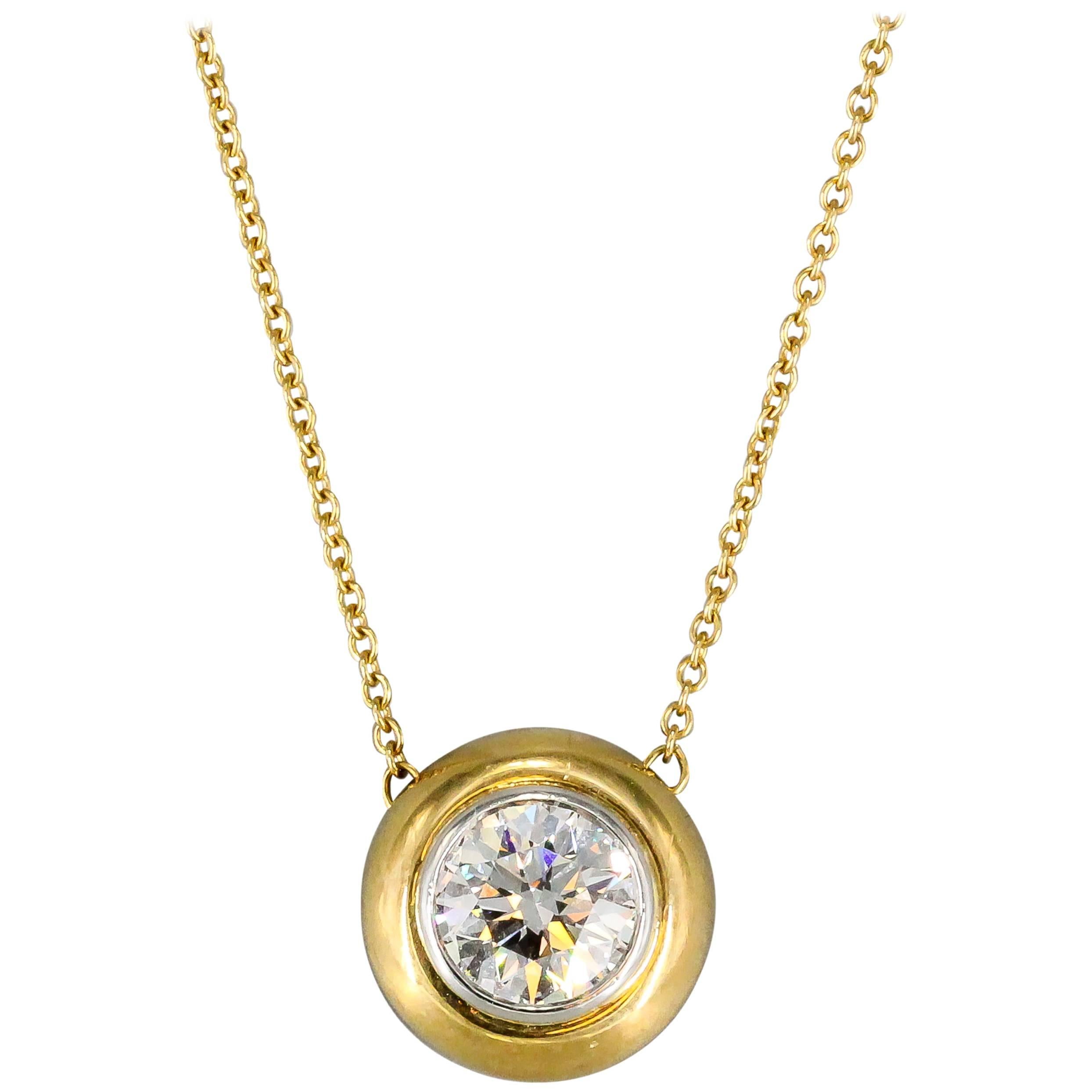 Tiffany & Co. Diamond Gold Platinum Pendant Chain Necklace