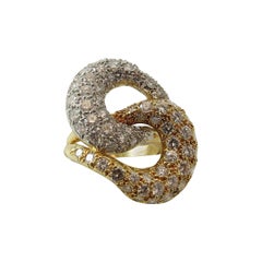 Vintage Montreaux Pave Diamond Gold Platinum Swirl Ring