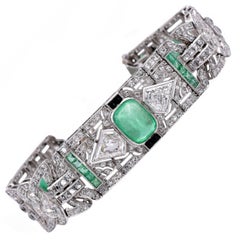 Art Deco Diamond and Emerald Bracelet