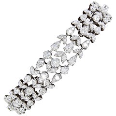 Diamond Scene Three Row Diamond Gold Bracelet 