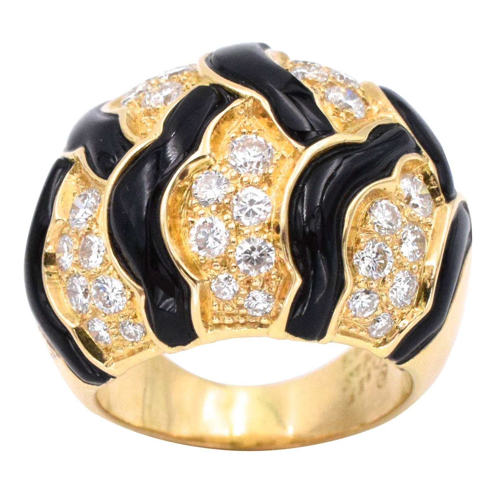 Van Cleef & Arpels Diamond Onyx Ring For Sale