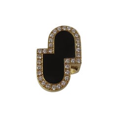 Black Onyx Diamond Gold Ring