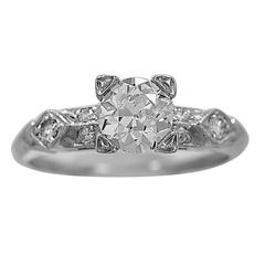 Art Deco .75 Carat Diamond Platinum Engagement Ring