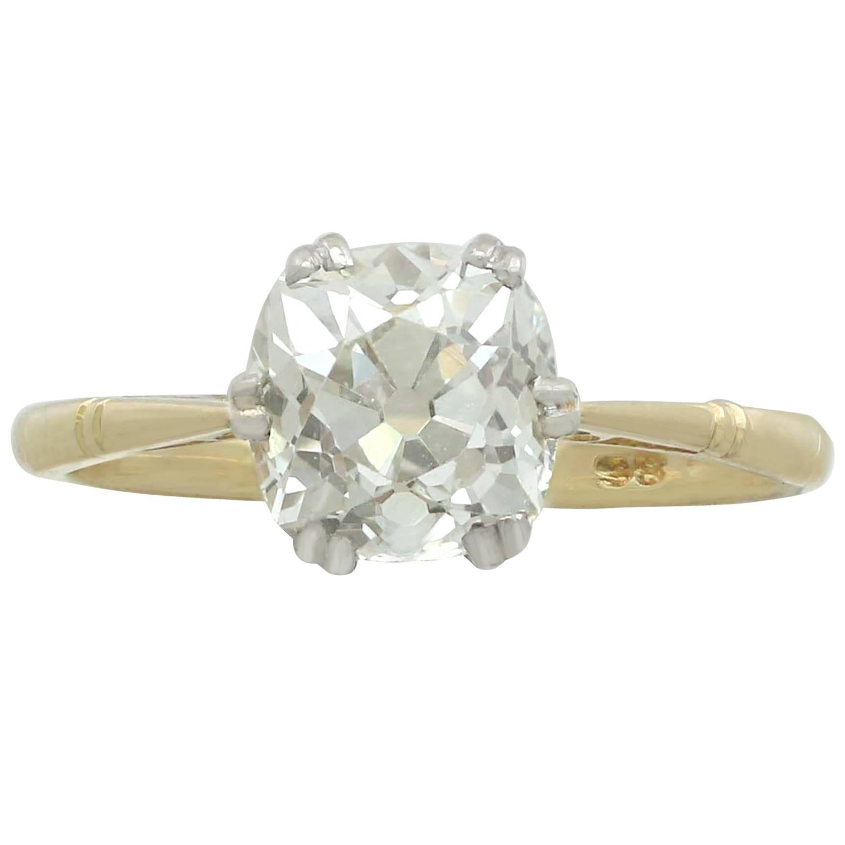 1920s 2.08 Carat Diamond Yellow Gold Solitaire Engagement Ring