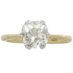 Antique 1920s 2.08 Carat Diamond Yellow Gold Solitaire Engagement Ring