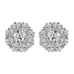 Pair of Old Cut Diamond Cluster Earrings