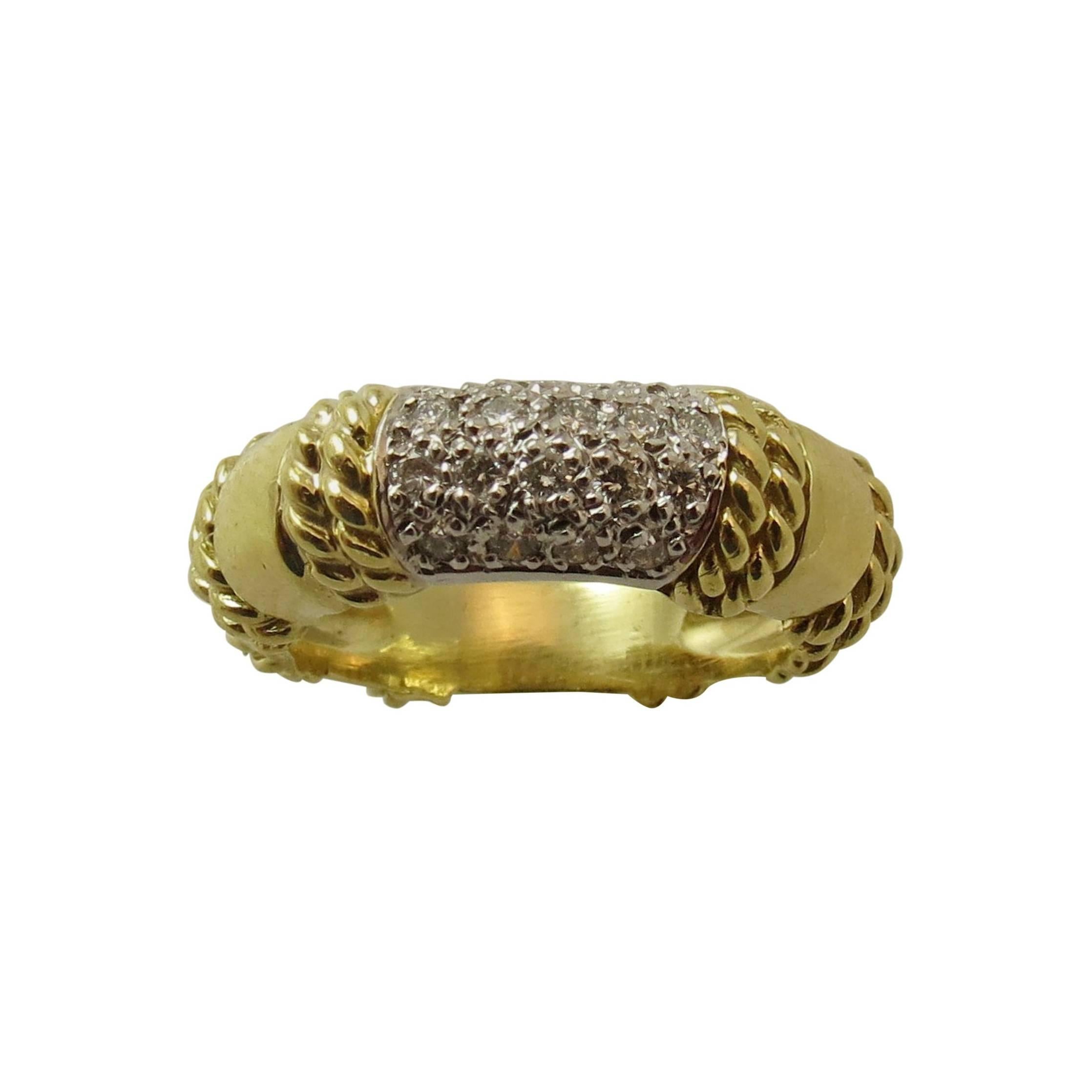 Cassis Pave Diamond Gold Band Ring For Sale