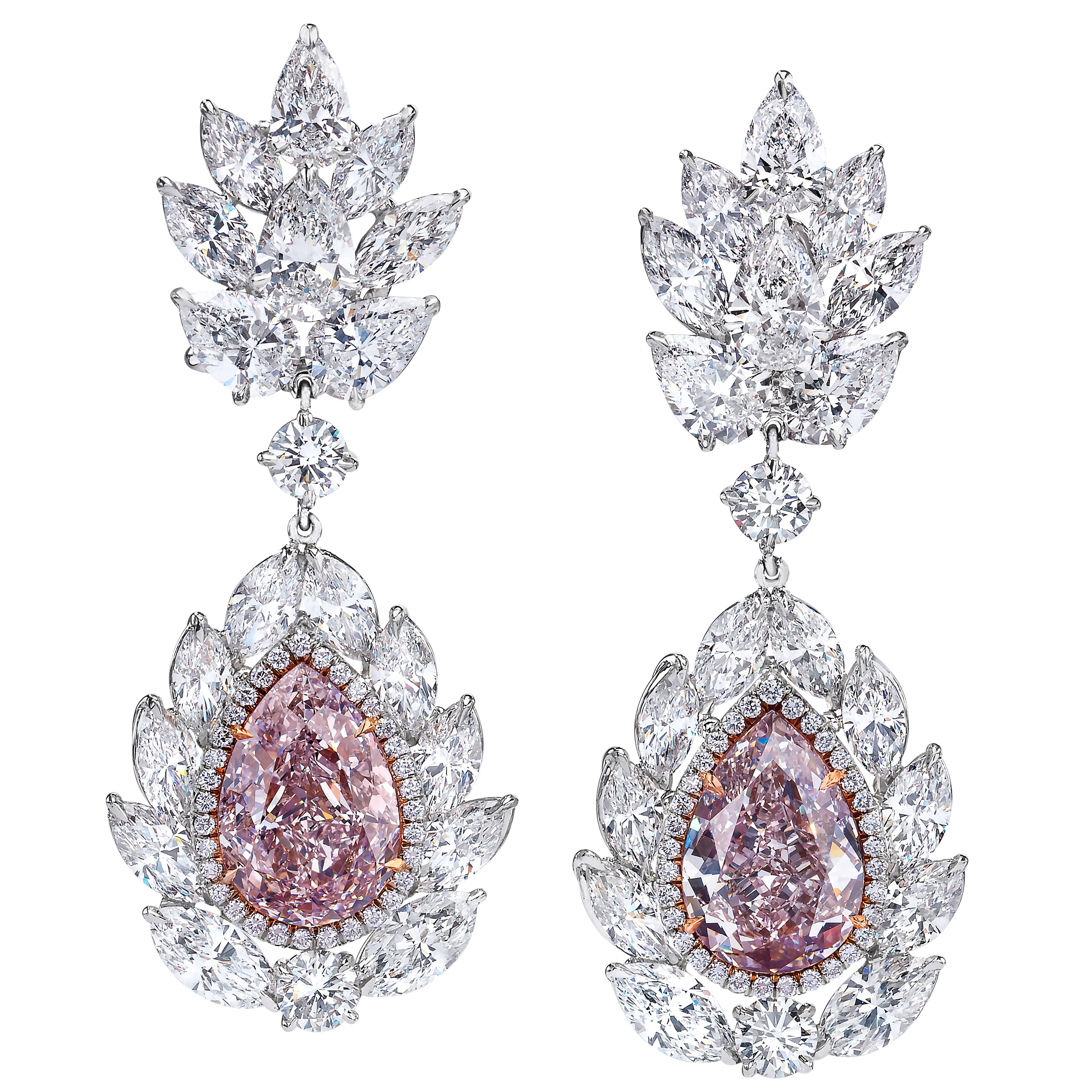 Nally Magnificent GIA Cert Natural Pink Diamond Platinum Earrings