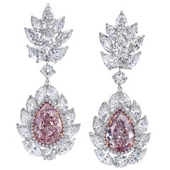 Nally Magnificent GIA Cert Natural Pink Diamond Platinum Earrings