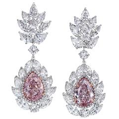 Nally Magnificent GIA Cert Natural Pink Diamond Platinum Earrings 11