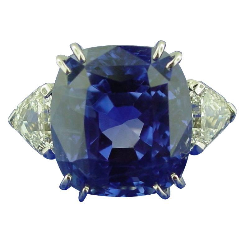 Sapphire Diamond Platinum Ring For Sale