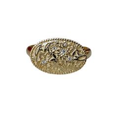 Diamond and Gold Floral Ring 10