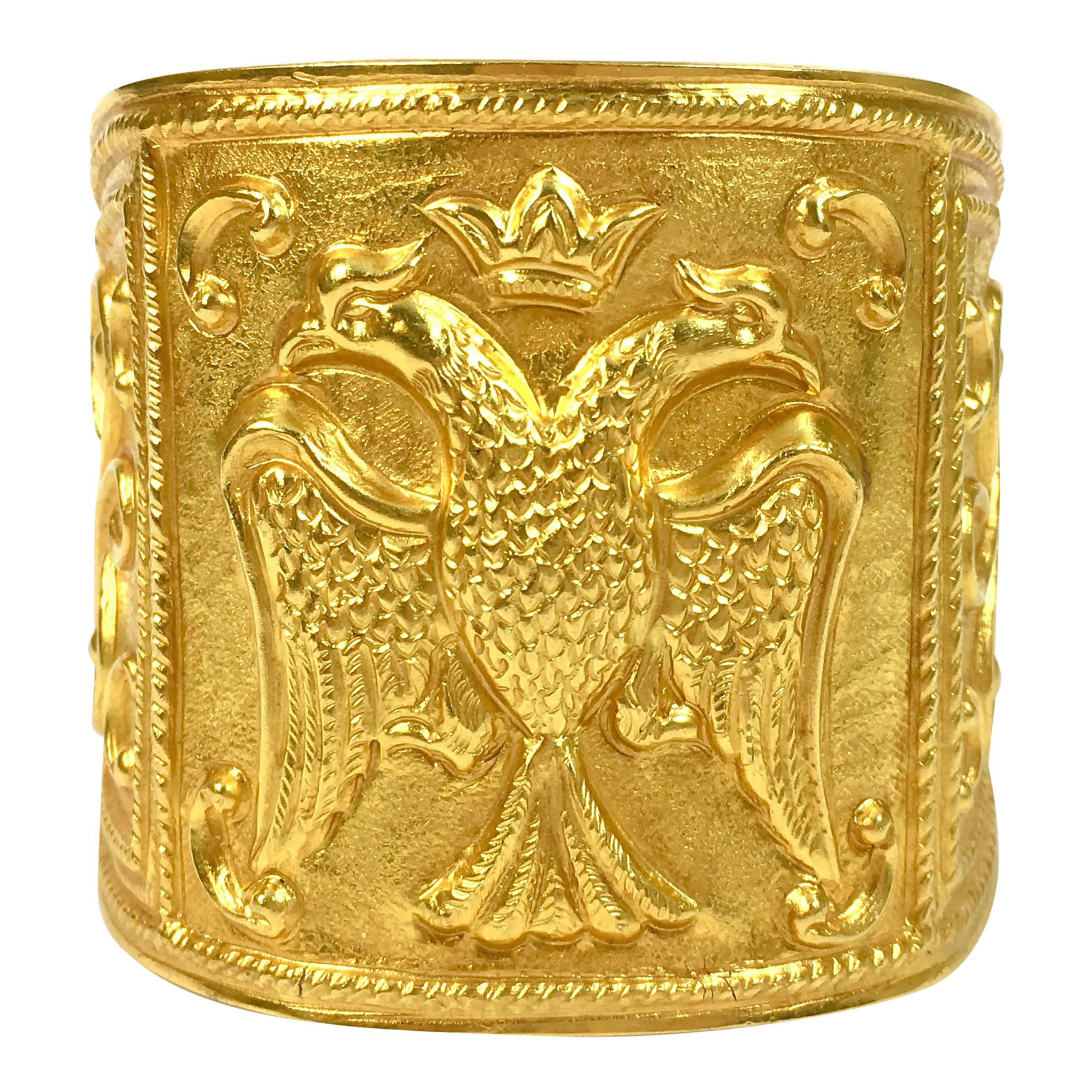 Large Greek High Karat Gold Cuff Bracelet