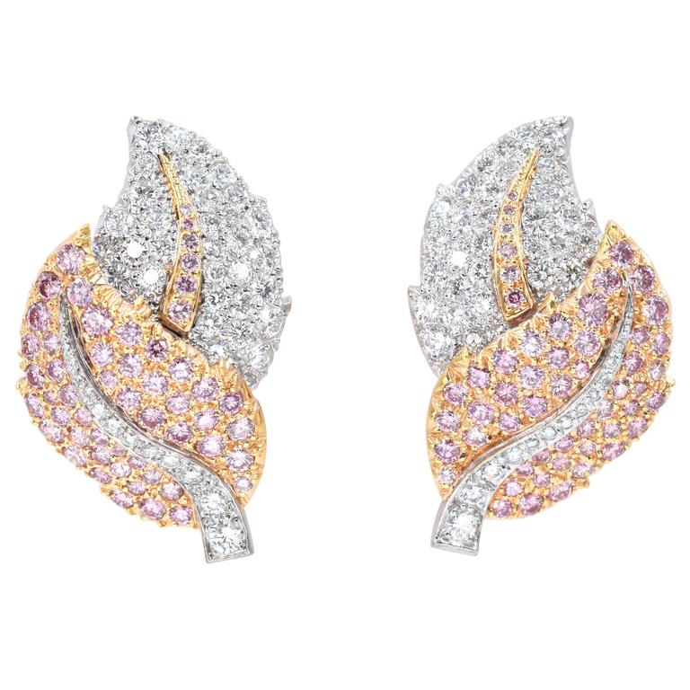 Graff Pink Diamond Gold Earrings For At 1stdibs Graff Pink Diamond Gold Earrings For