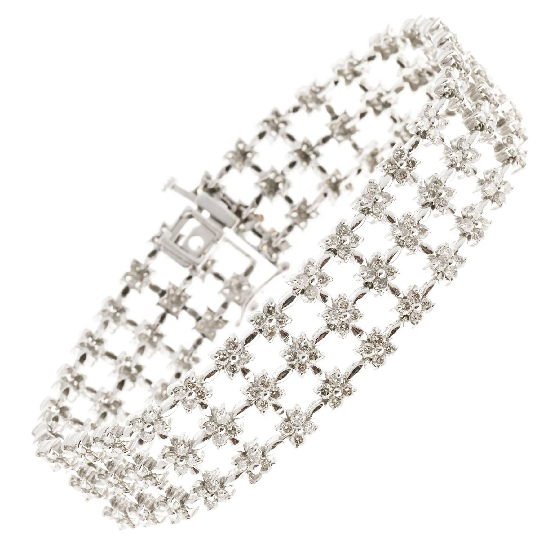 Full Cut Diamond Row Cluster Bracelet