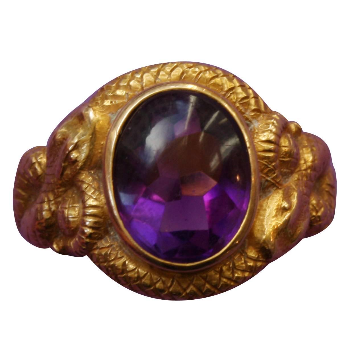 George O. Street & Sons Amethyst Gold Snake Ring
