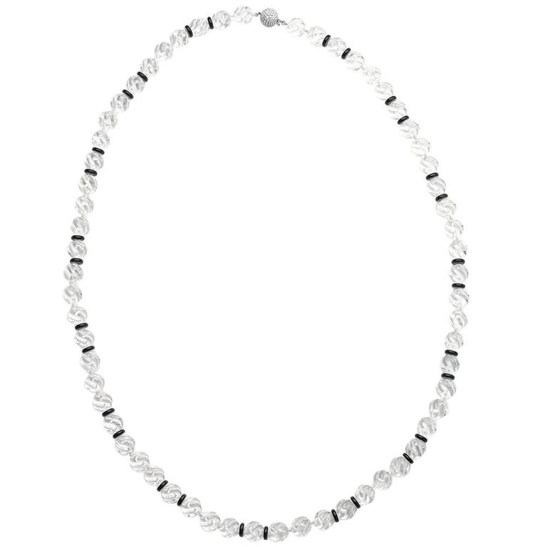 Carved Rock Crystal Black Onyx Gold Necklace For Sale At 1stdibs