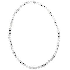 Carved Rock Crystal Black Onyx Gold Necklace 11