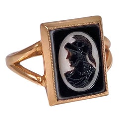 1900s Antique Hardstone Cameo Gold Ring