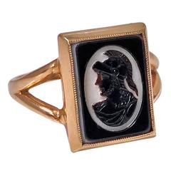 1900s Antique Hardstone Cameo Gold Ring 1
