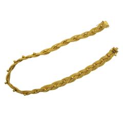 Chic Braided Yellow Gold Mesh Ball Necklace 8