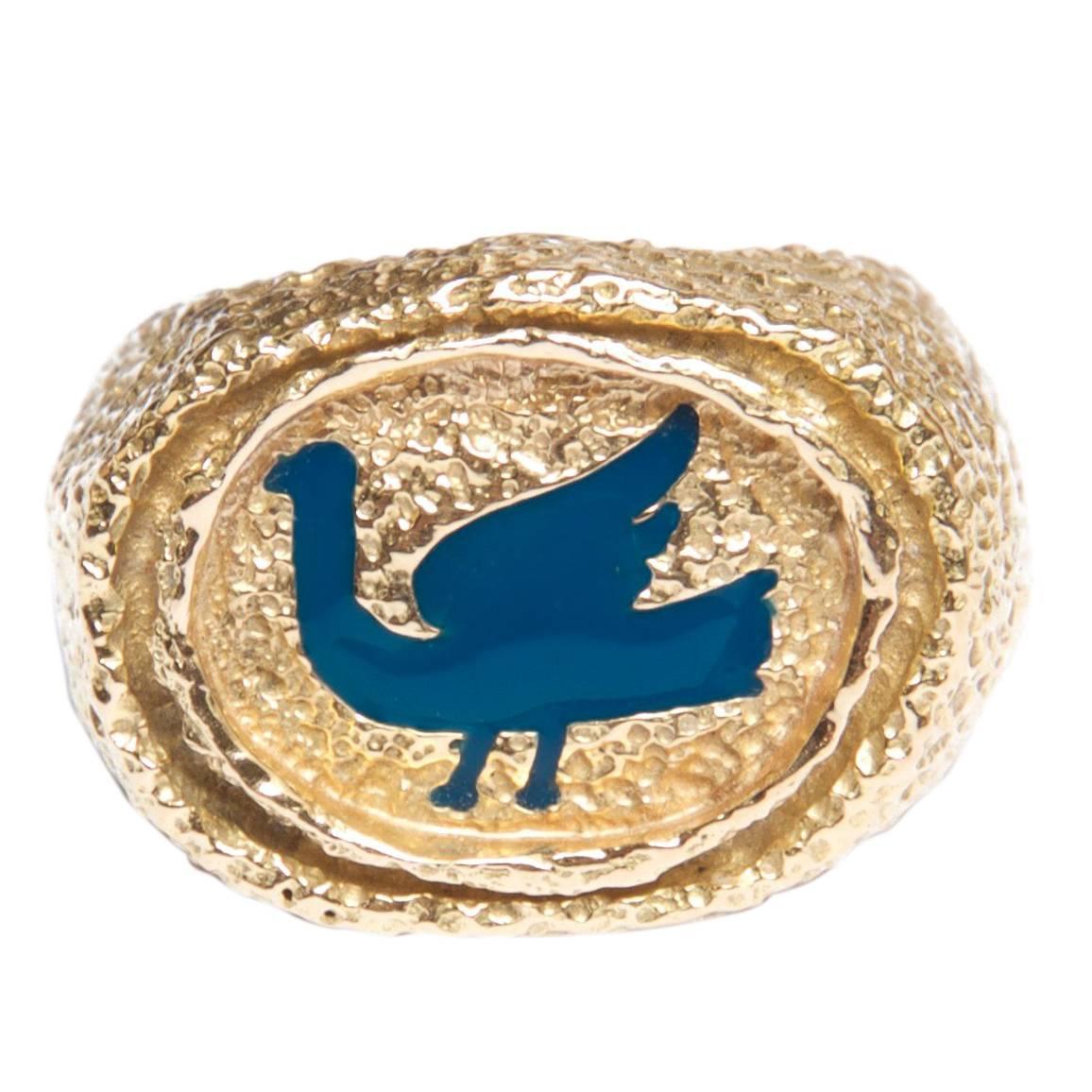 1963 Georges Braque Blue Enamel Gold Procris Ring