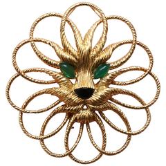 Van Cleef & Arpels Broche lion en or, onyx, chrysoprase