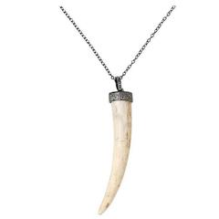 Unique Diamond Horn Sterling Silver Pendant Necklace 11