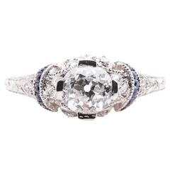 Antique Fantastic Art Deco French Cut Sapphire Diamond Platinum Ring
