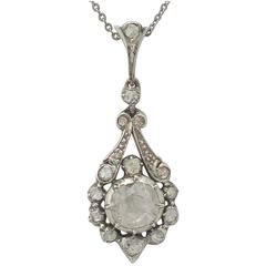 Antique 1900s 2.00 Carat Diamond and 14k Yellow Gold Pendant 10