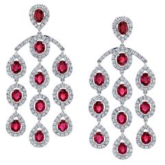 Ruby Diamond Gold Chandiler Earrings 5